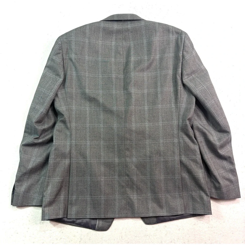 Calvin Klein 44R Gray‎ Plaid All Season Blazer Jacket Sport Suit Coat Slim Fit